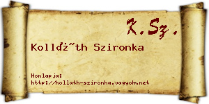 Kolláth Szironka névjegykártya